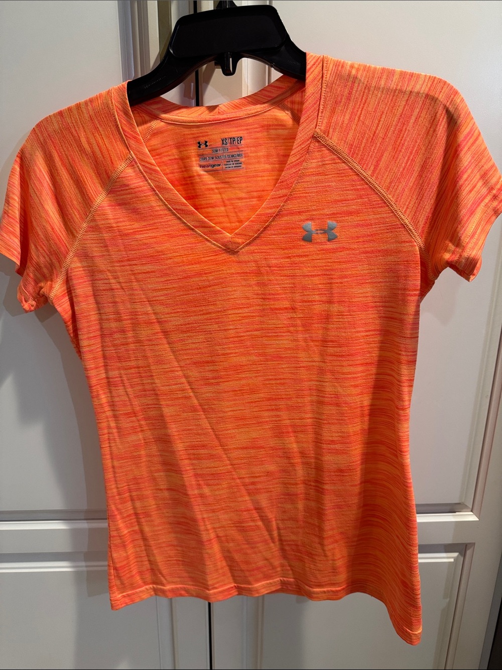 Under Armour Women’s Neon Orange Space-Dye V-Neck Performance Tee